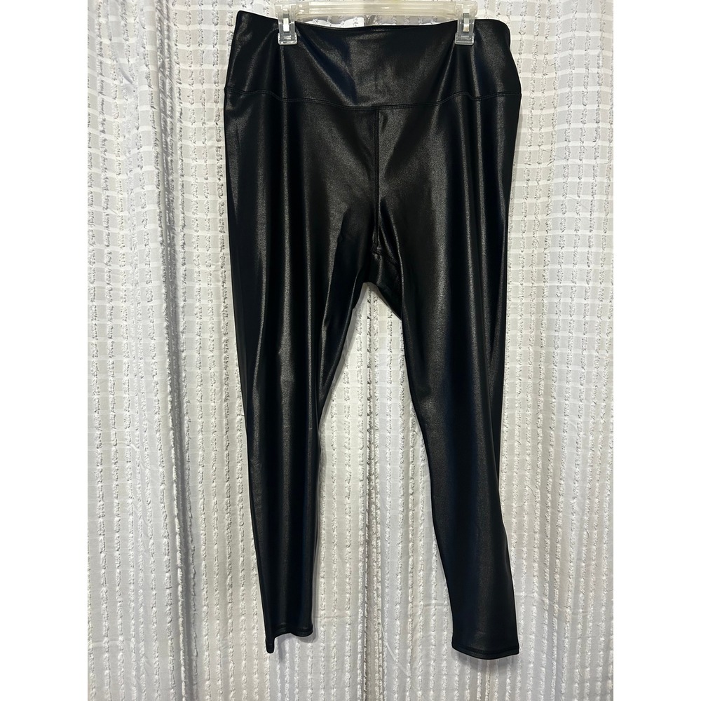 Maurices Womens Plus 1X Faux Leather Leggings Black High Rise Stretch Pants